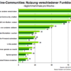 Online-Communities: Nutzung verschiedener Funktionen 2013
